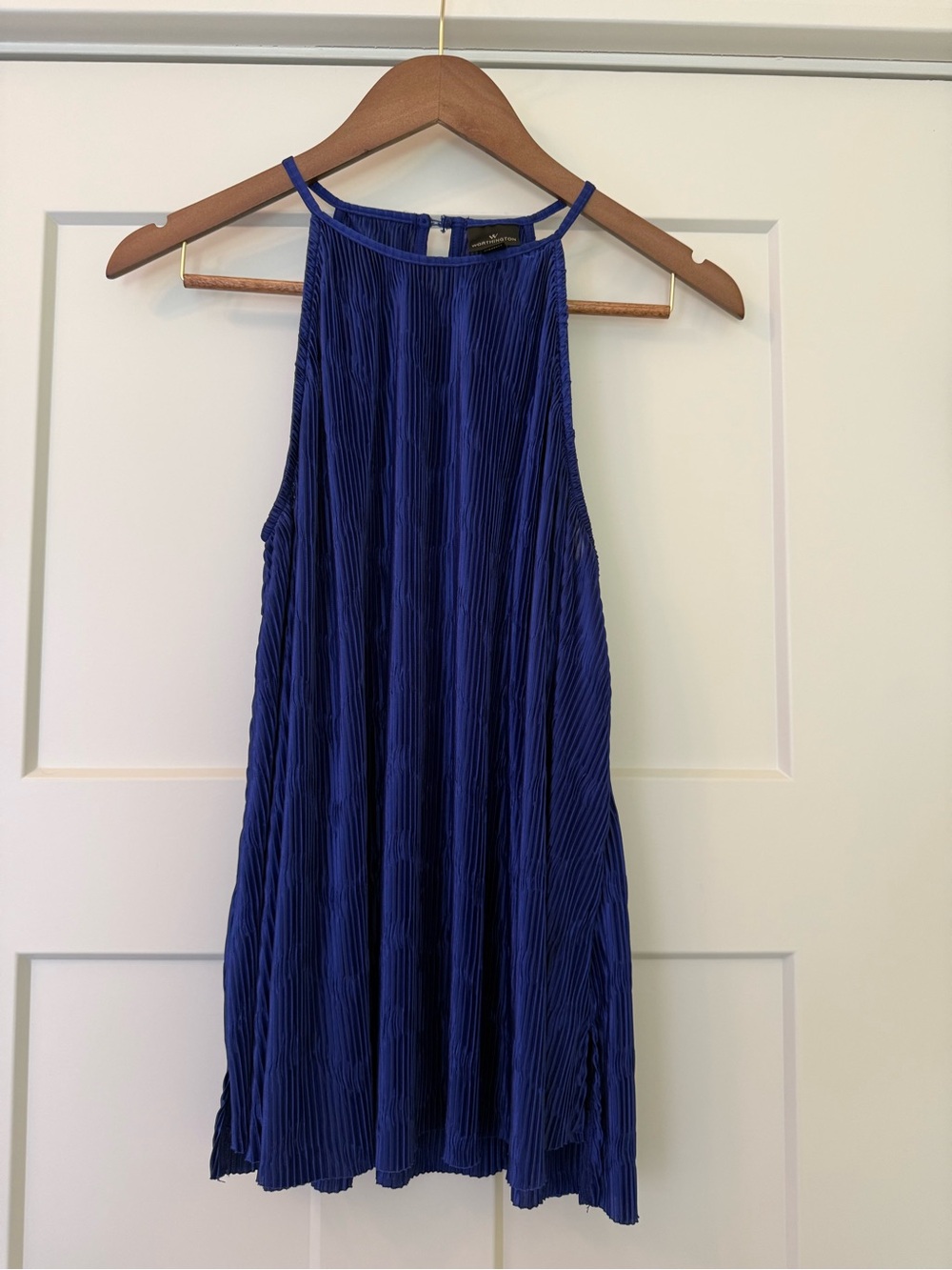 Worthington Cobalt Blue Pleated Halter Top Camisole XL